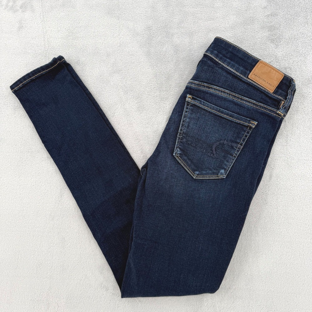 American Eagle Outfitters Women's Dark Wash High Rise Jegging‎ Jeans Size 4 Long